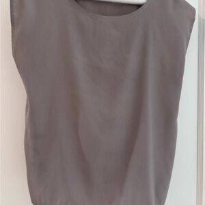 Hackwith Taupe Crepe Cap Sleeve Women's Top